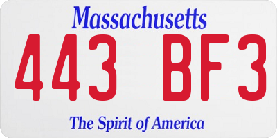 MA license plate 443BF3