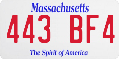 MA license plate 443BF4