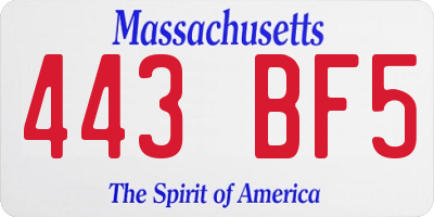 MA license plate 443BF5