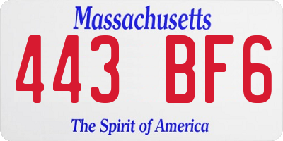 MA license plate 443BF6