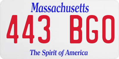 MA license plate 443BG0