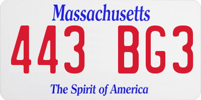 MA license plate 443BG3