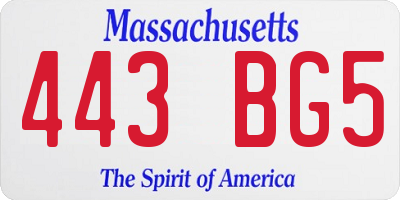 MA license plate 443BG5