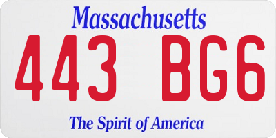 MA license plate 443BG6