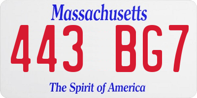 MA license plate 443BG7