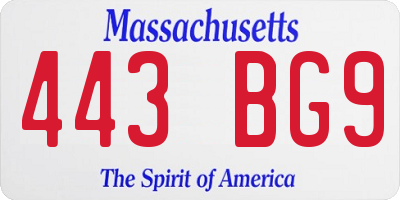 MA license plate 443BG9