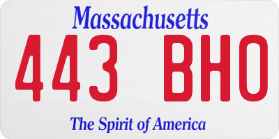MA license plate 443BH0