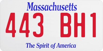 MA license plate 443BH1