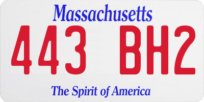 MA license plate 443BH2