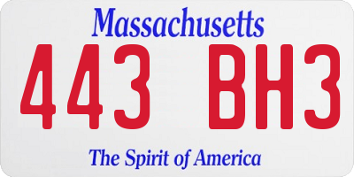 MA license plate 443BH3