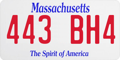 MA license plate 443BH4