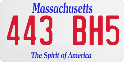 MA license plate 443BH5