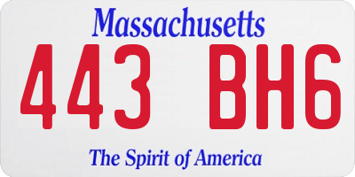 MA license plate 443BH6