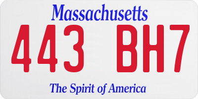 MA license plate 443BH7