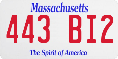 MA license plate 443BI2