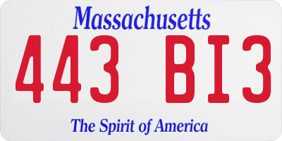 MA license plate 443BI3