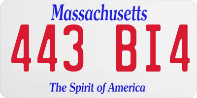 MA license plate 443BI4