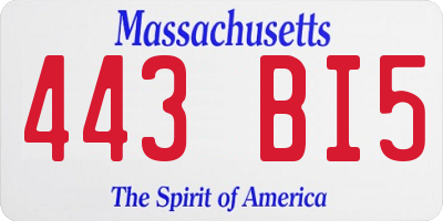 MA license plate 443BI5