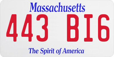 MA license plate 443BI6