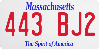 MA license plate 443BJ2