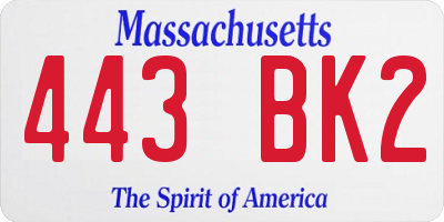 MA license plate 443BK2