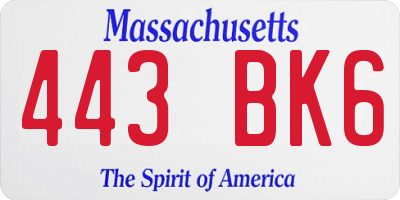 MA license plate 443BK6
