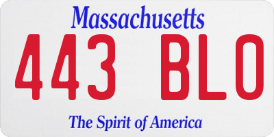 MA license plate 443BL0