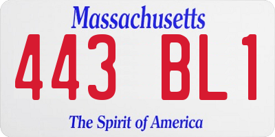 MA license plate 443BL1