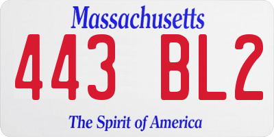 MA license plate 443BL2