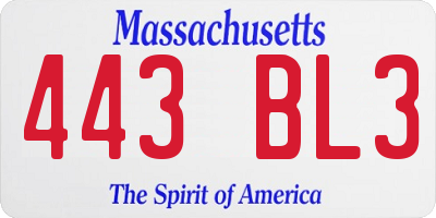 MA license plate 443BL3