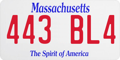 MA license plate 443BL4