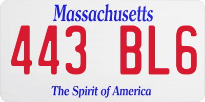 MA license plate 443BL6