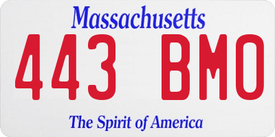 MA license plate 443BM0