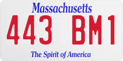 MA license plate 443BM1