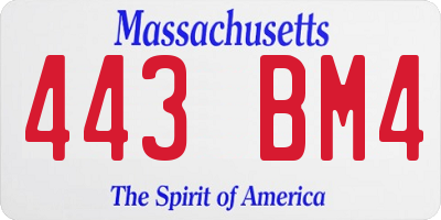 MA license plate 443BM4
