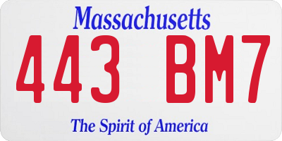 MA license plate 443BM7
