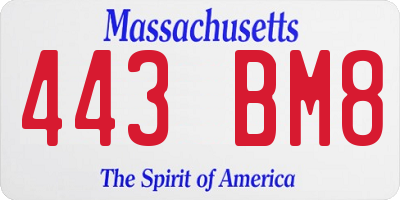 MA license plate 443BM8