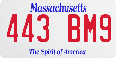MA license plate 443BM9