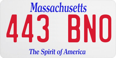 MA license plate 443BN0