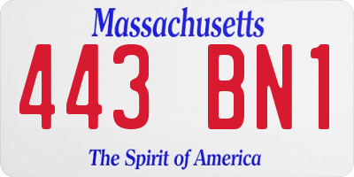 MA license plate 443BN1
