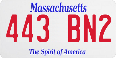 MA license plate 443BN2