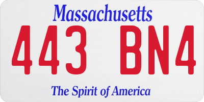 MA license plate 443BN4