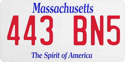 MA license plate 443BN5