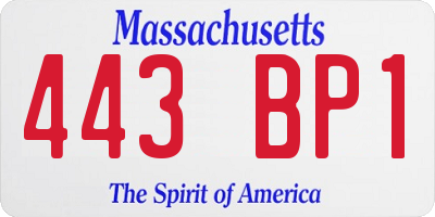MA license plate 443BP1