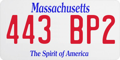 MA license plate 443BP2
