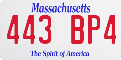 MA license plate 443BP4