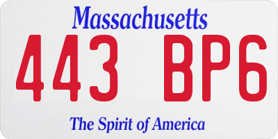 MA license plate 443BP6