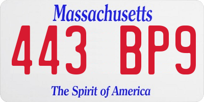 MA license plate 443BP9