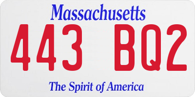 MA license plate 443BQ2