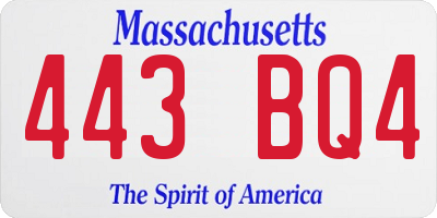 MA license plate 443BQ4